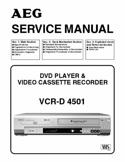 AEG VCR-D 4501 Dvd Player, Video VHS Recorder - pag. 98